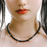 onyx studs necklace_J003
