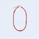 Ball red agate necklace_N026