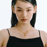 Necklace_ribbon charm_K24gp_I127